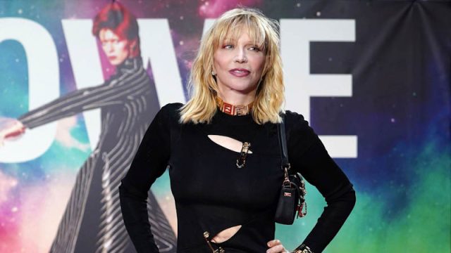 Courtney Love poses for photographers upon arrival at the London premiere of the film 'Moonage Daydream' in London, Monday, Sept. 5, 2022.